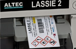 GHS Etiket geprint op LASSIE 2 printer